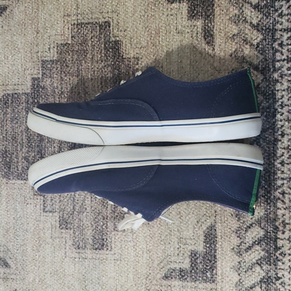 SOLD! Tory Burch Murray Canvas Grosgrain Navy/Green Women's - Picture 5 of 10